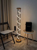 Spiral Wooden LED Floor Lamp